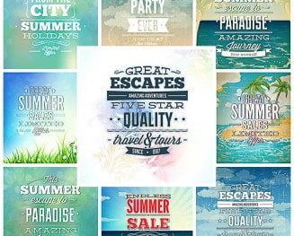 SUMMER TYPOGRAPHY T-SHIRT TEMPLATES SET