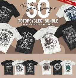 VINTAGE MOTORCYCLE TSHIRT DESIGN BUNDLE