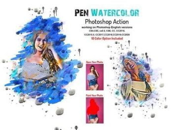 Pen Watercolor Photoshop Action