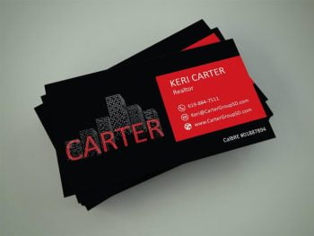 red black business card