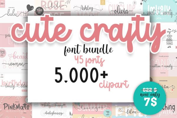 Cute Crafty Fonts and Clipart Bundle