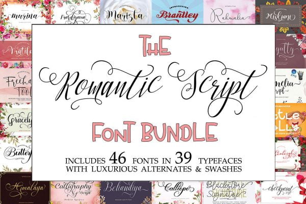 The Romantic Script Font Bundle